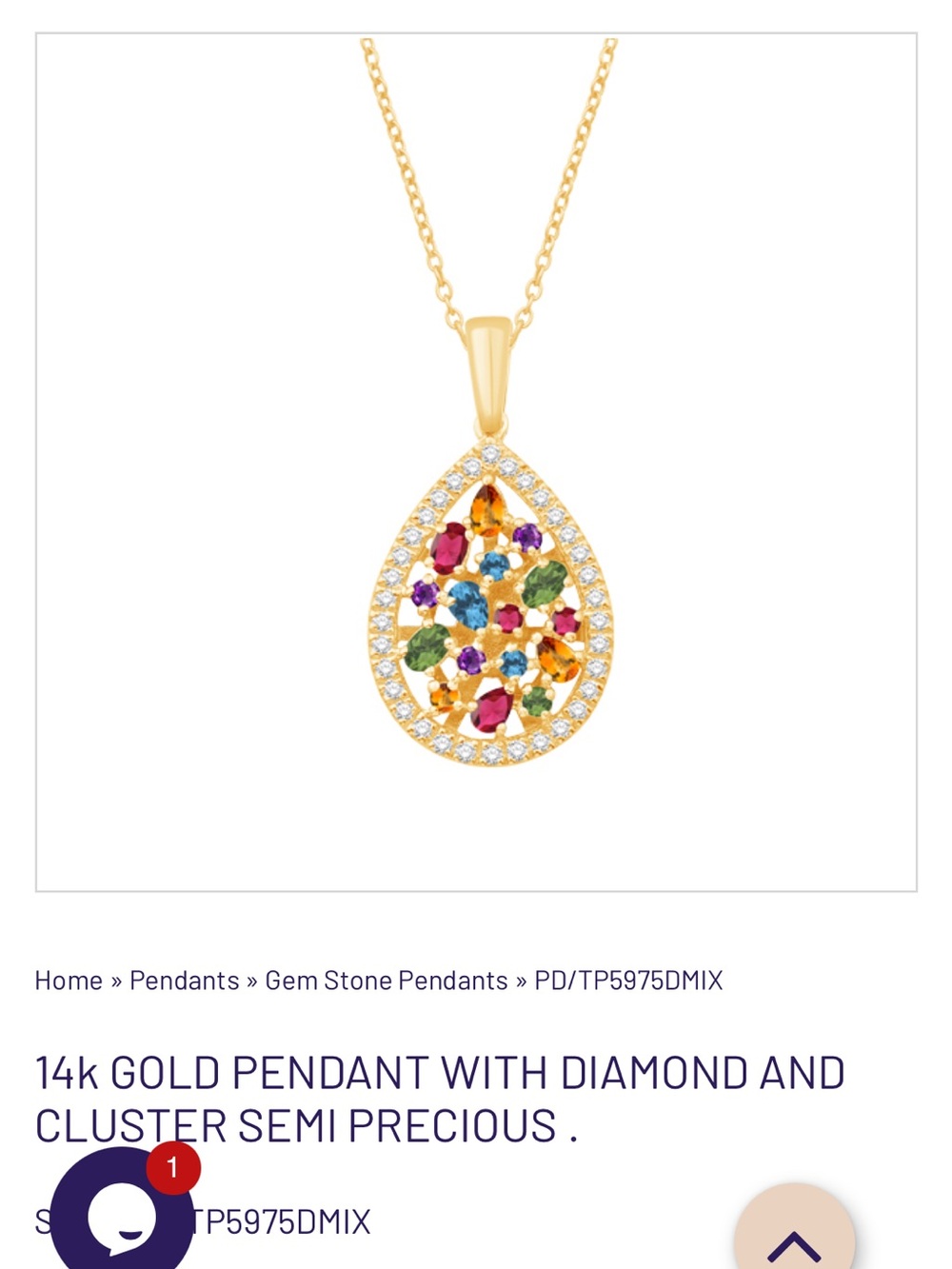 ISO: 14k Gold Multi-Color Semi-Precious Teardrop Pendant
